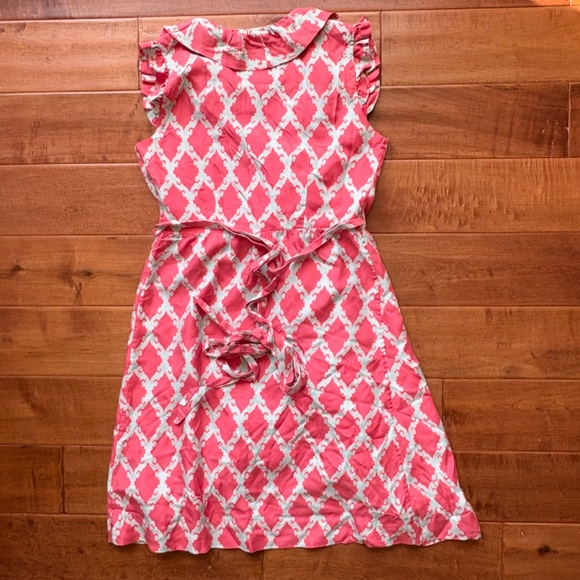 Kate Spade NY Andrey 100% Silk Wrap dress Size 2 Ruffle A-Line coral-Red/cram - Picture 10 of 15